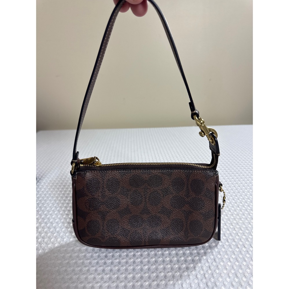 Coach Wristlet Nolita 15 Brown Coated Canvas NWOT